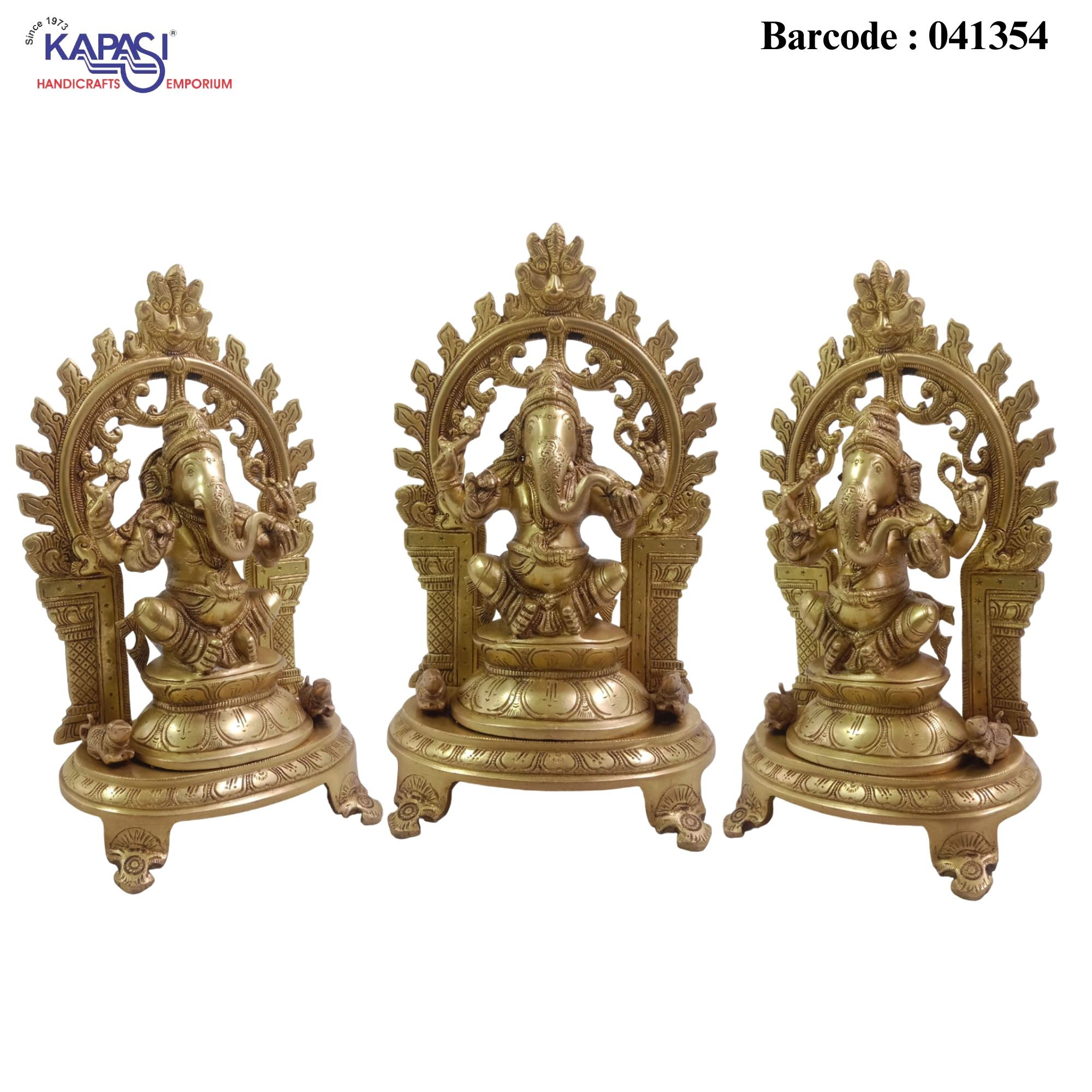 H 12"Brass Ganesha Sitting Idol 